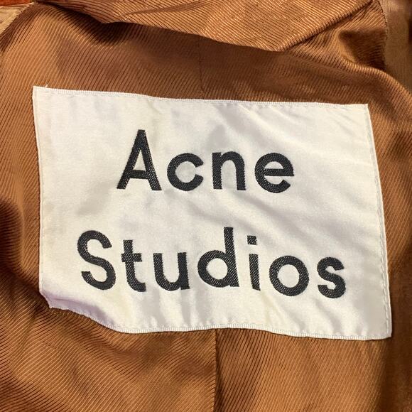 ACNE STUDIOS Size XS Brown Mohair Blend Textured Double Breasted Belted Coat - Picture 5 of 8